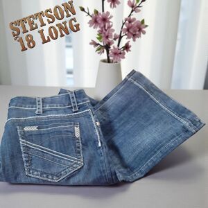 Stetson Women's Western Flared Leg Blue Jeans 18 LONG